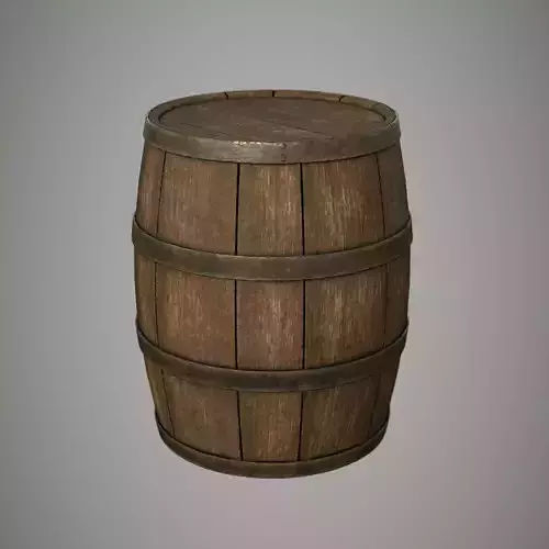 Wooden Barrel Low-poly 3D model