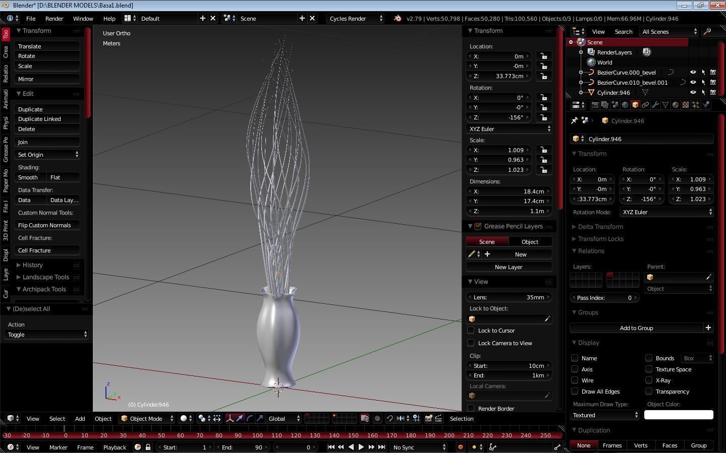 Vase with dry plant sticks 3D model_3