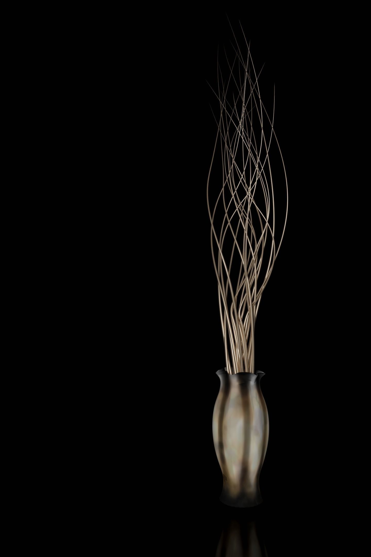 Vase with dry plant sticks 3D model_0
