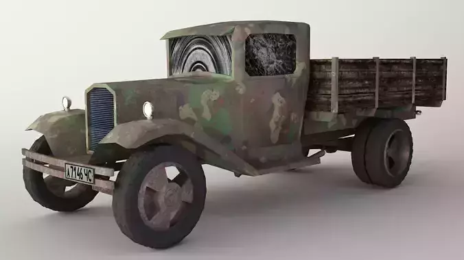  Car GAZ-AA military van Low-poly 3D model