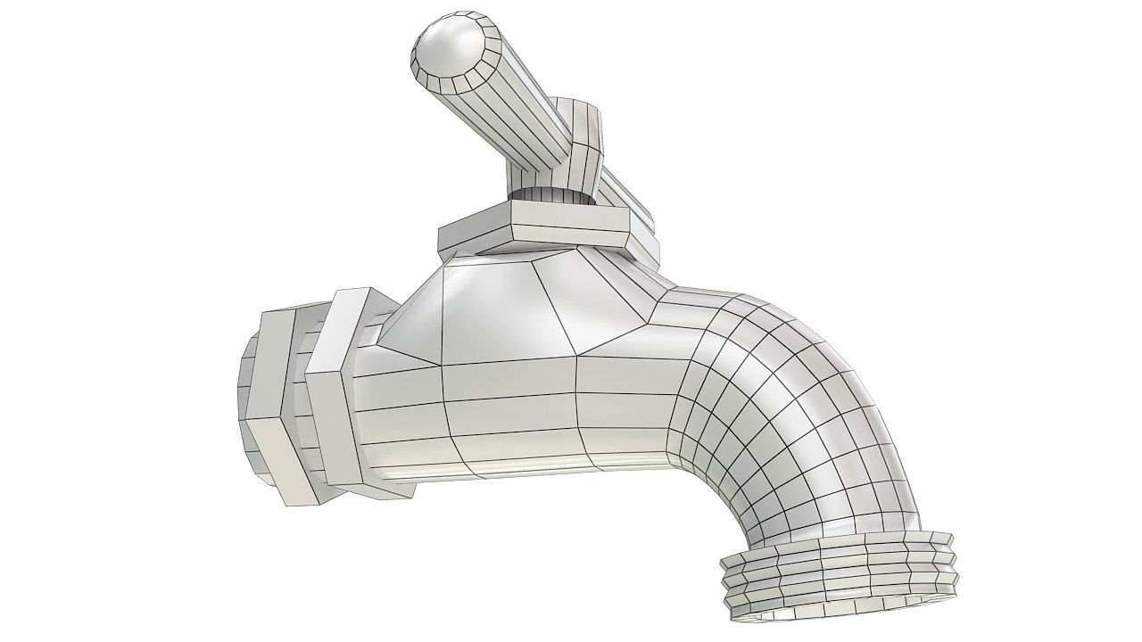 Chrome cold water tap 3D model_9