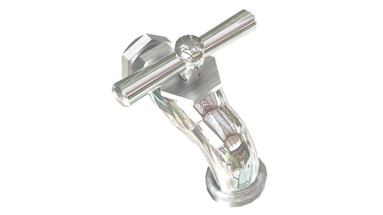 Chrome cold water tap 3D model_6
