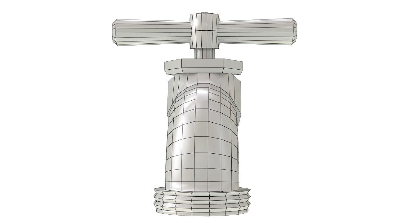 Chrome cold water tap 3D model_8
