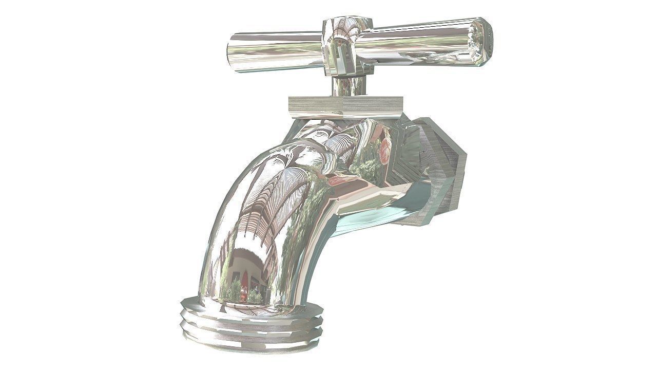 Chrome cold water tap 3D model_3