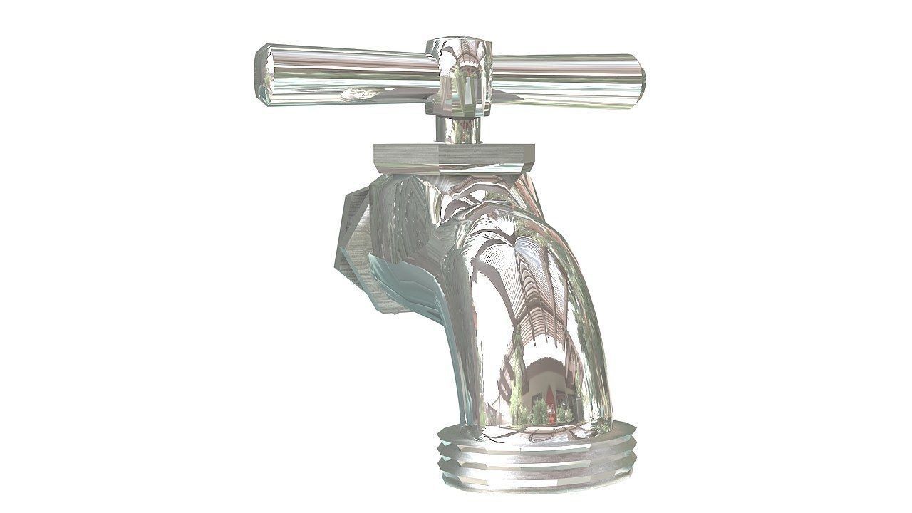 Chrome cold water tap 3D model_2