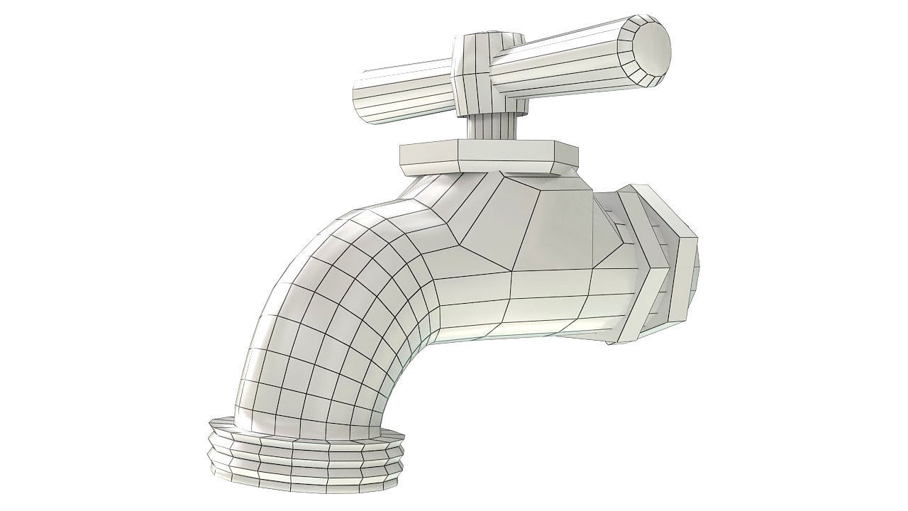 Chrome cold water tap 3D model_7