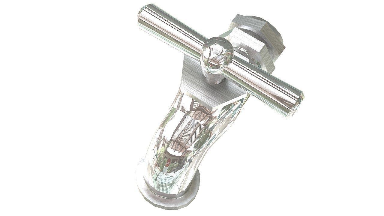 Chrome cold water tap 3D model_5