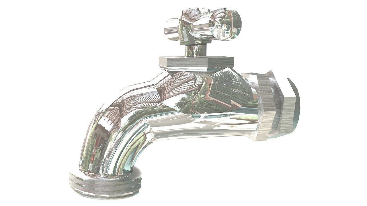Chrome cold water tap 3D model_4