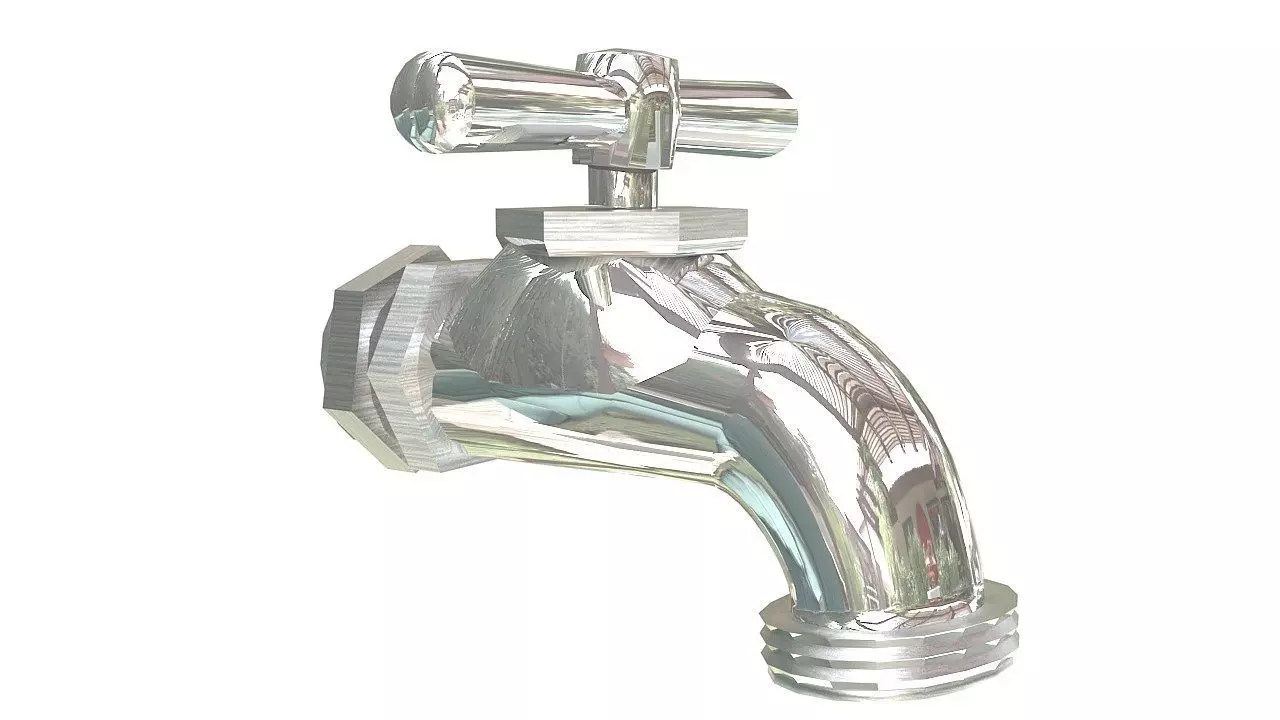 Chrome cold water tap 3D model_0