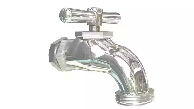 Chrome cold water tap 3D model