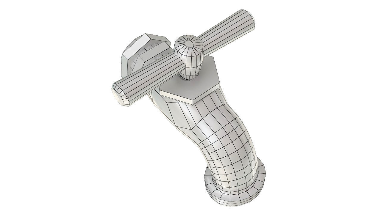 Chrome cold water tap 3D model_10