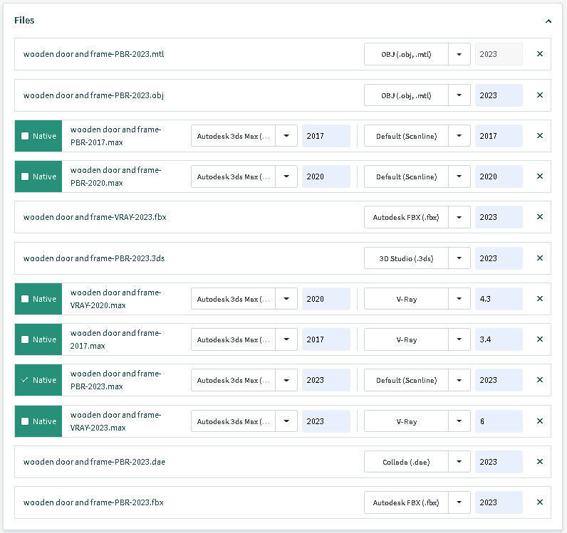 Wooden door and frame 3D model_27