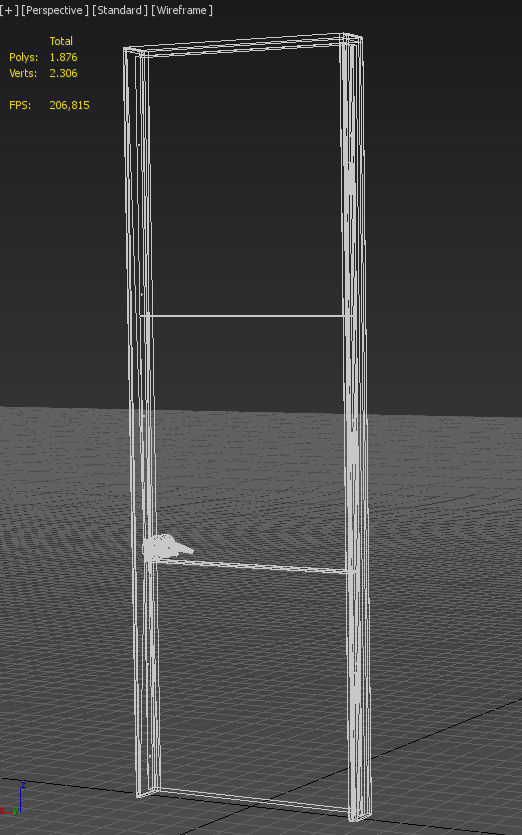 Wooden door and frame 3D model_22