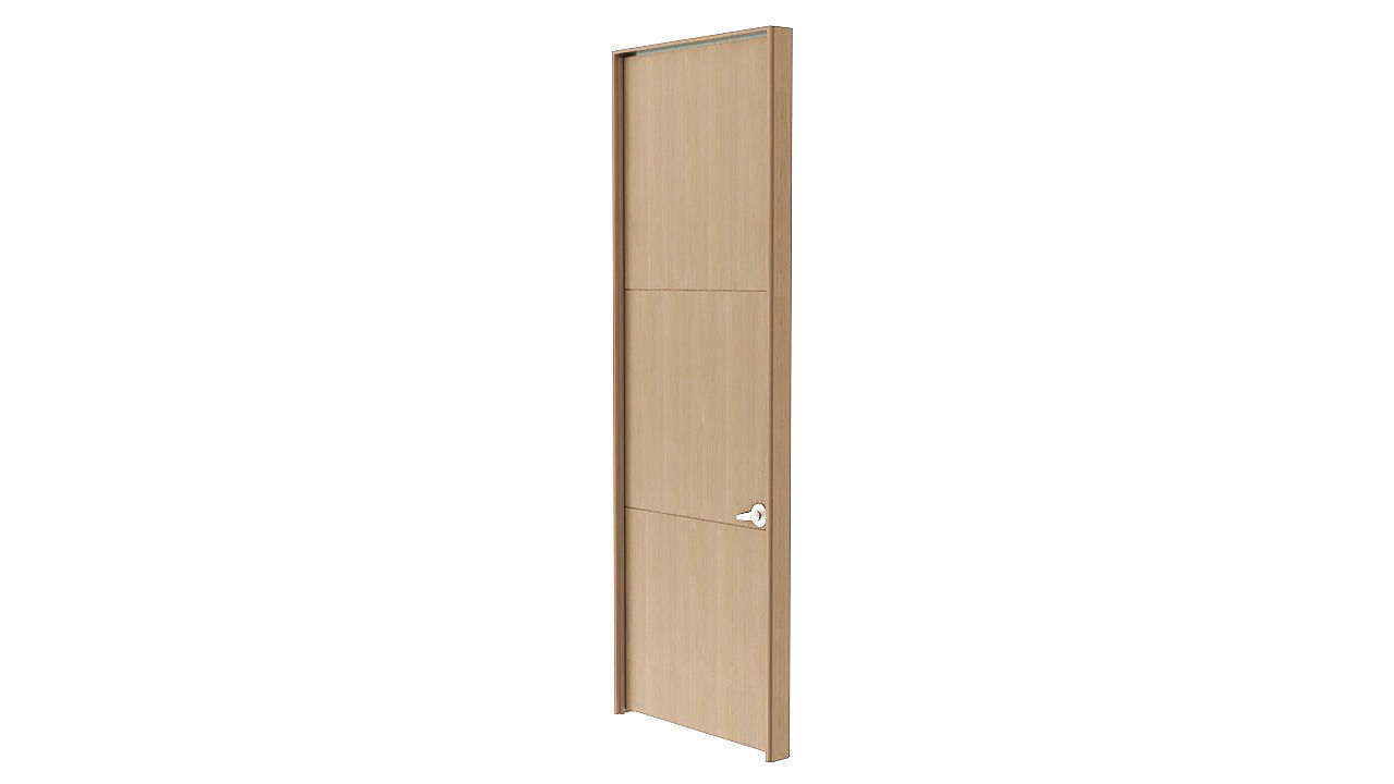 Wooden door and frame 3D model_6