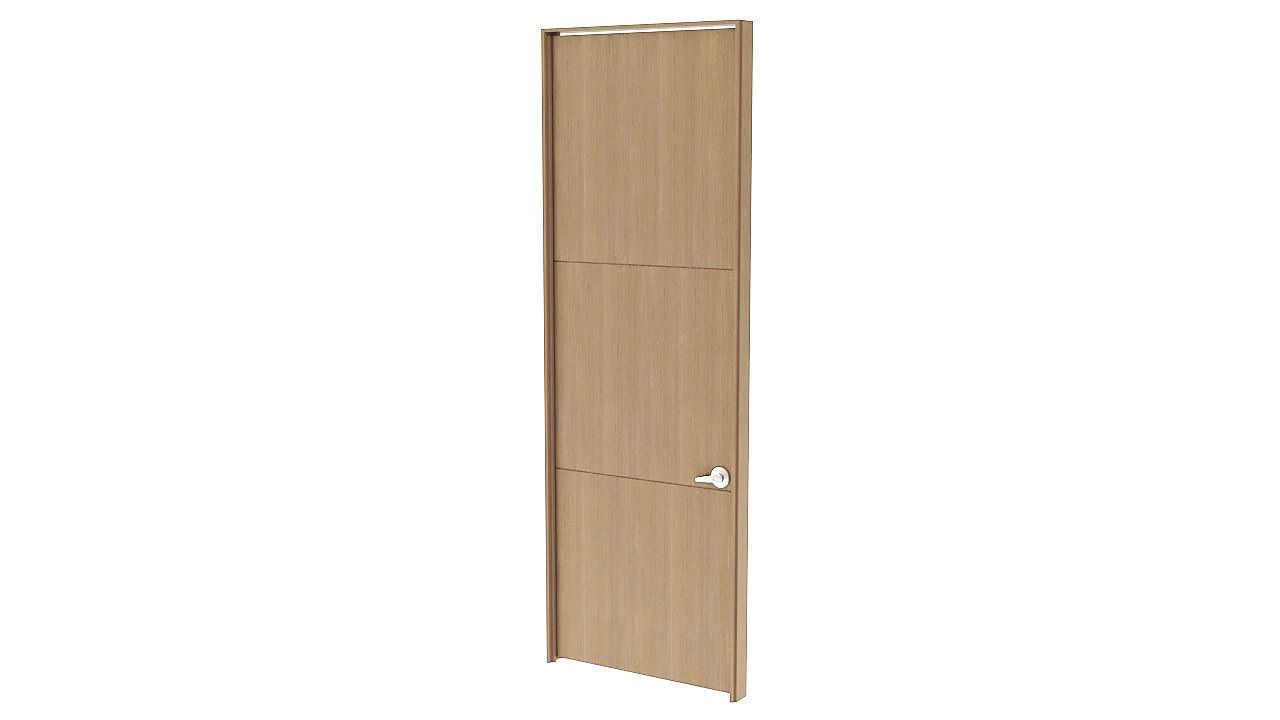 Wooden door and frame 3D model_2