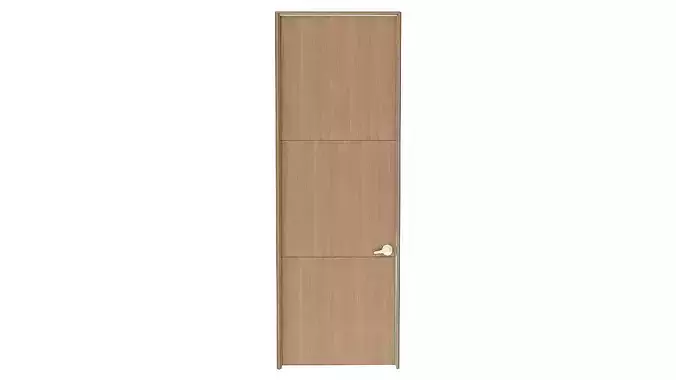 Wooden door and frame 3D model