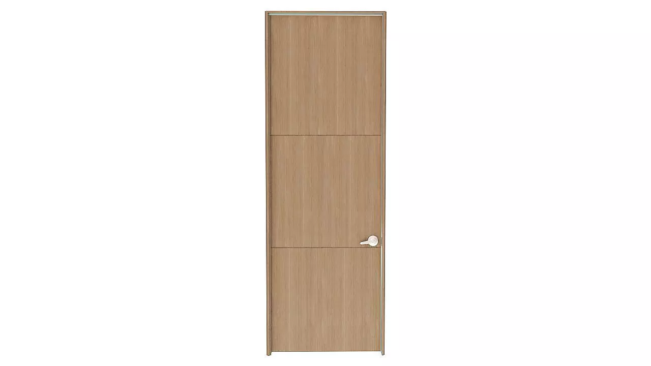 Wooden door and frame 3D model_0