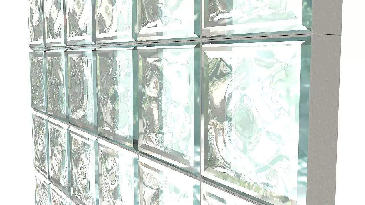 Glass block wall tiles 3D model_0