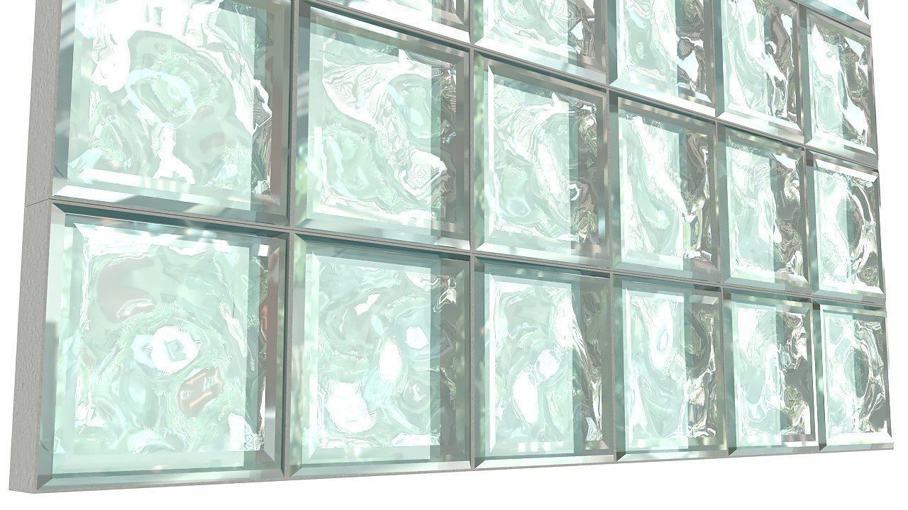 Glass block wall tiles 3D model_5