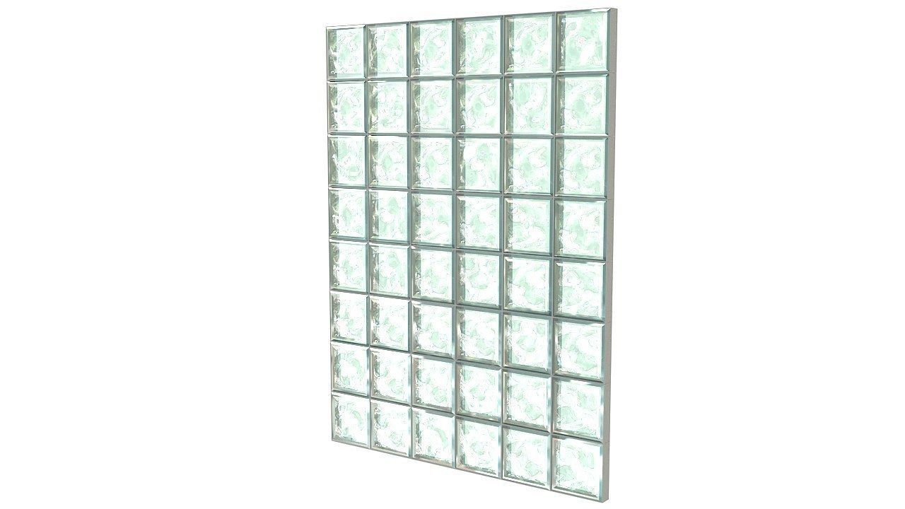 Glass block wall tiles 3D model_2