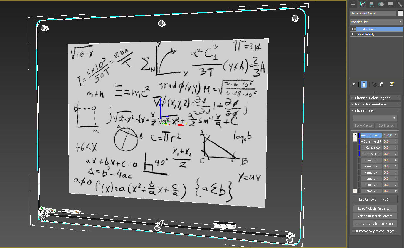 Glass writing board for office 3D model_18