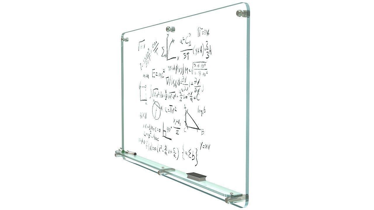 Glass writing board for office 3D model_5