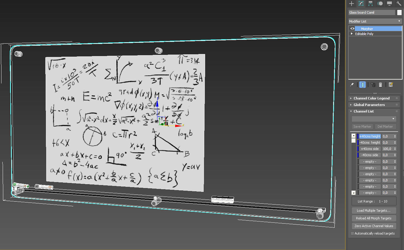 Glass writing board for office 3D model_20