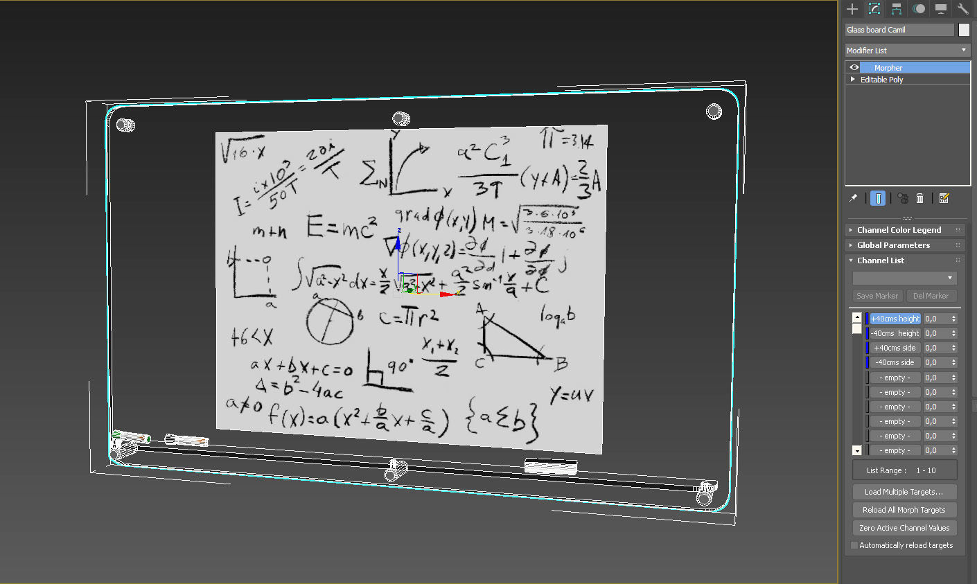 Glass writing board for office 3D model_17