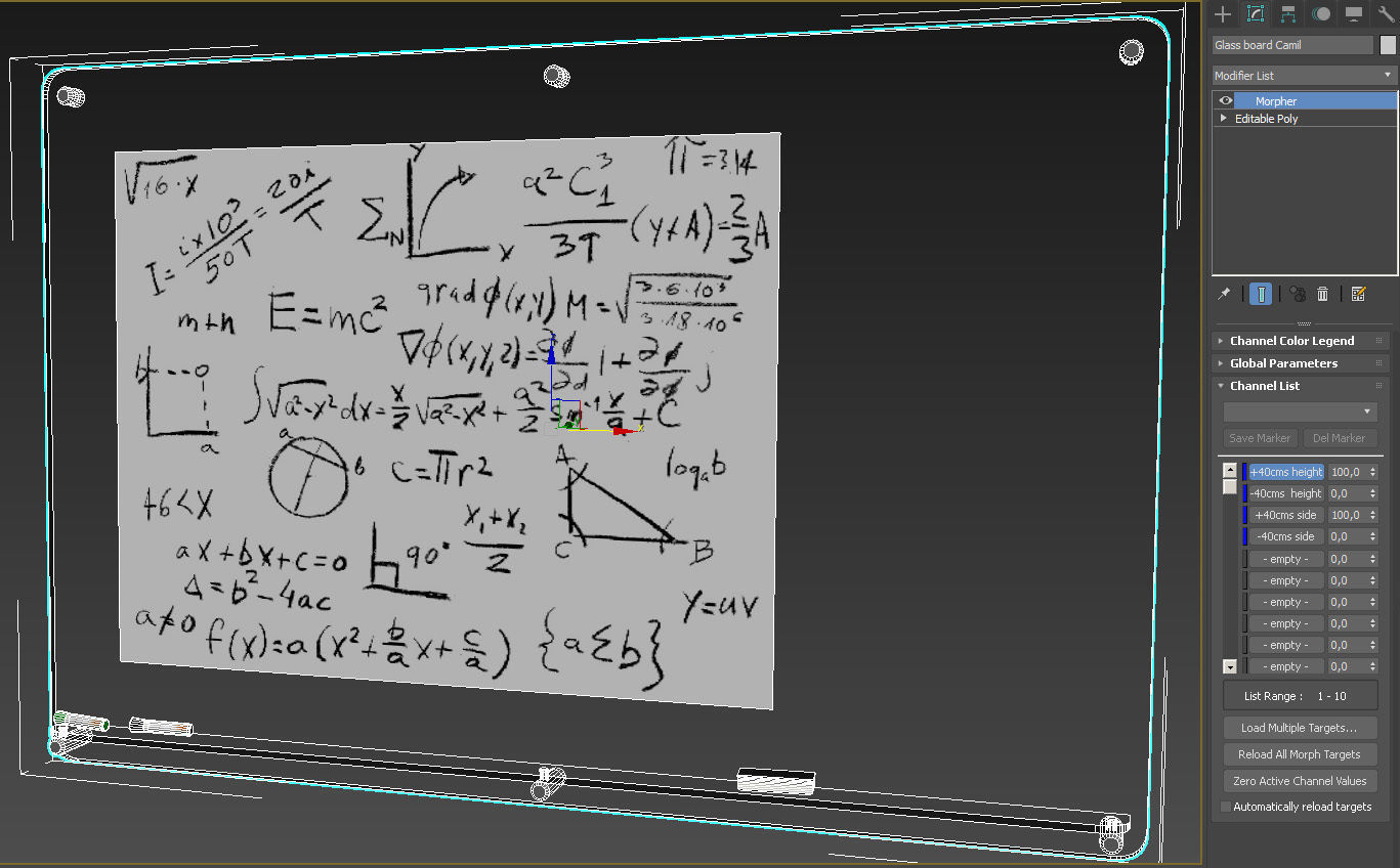 Glass writing board for office 3D model_23
