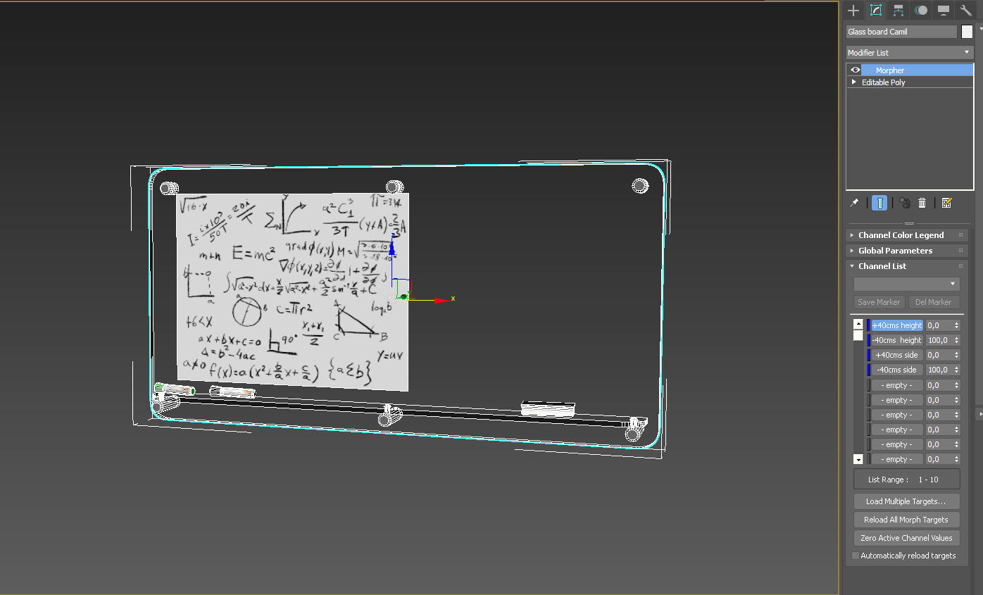 Glass writing board for office 3D model_22