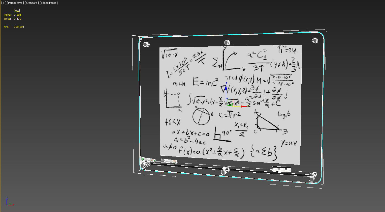 Glass writing board for office 3D model_21