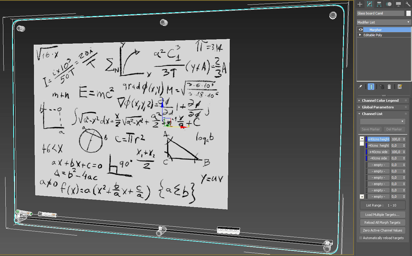 Glass writing board for office 3D model_24