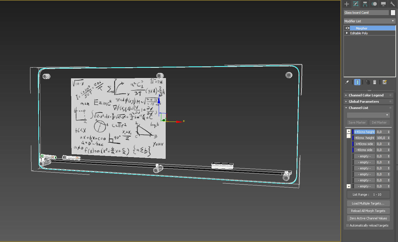 Glass writing board for office 3D model_19