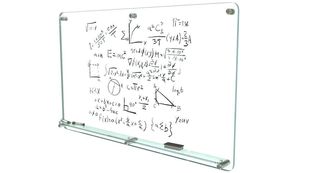 Glass writing board for office 3D model_2