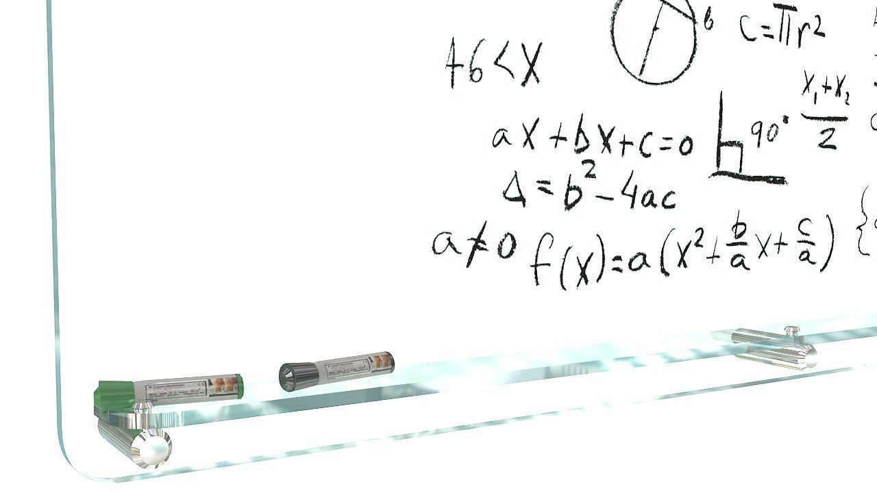 Glass writing board for office 3D model_7