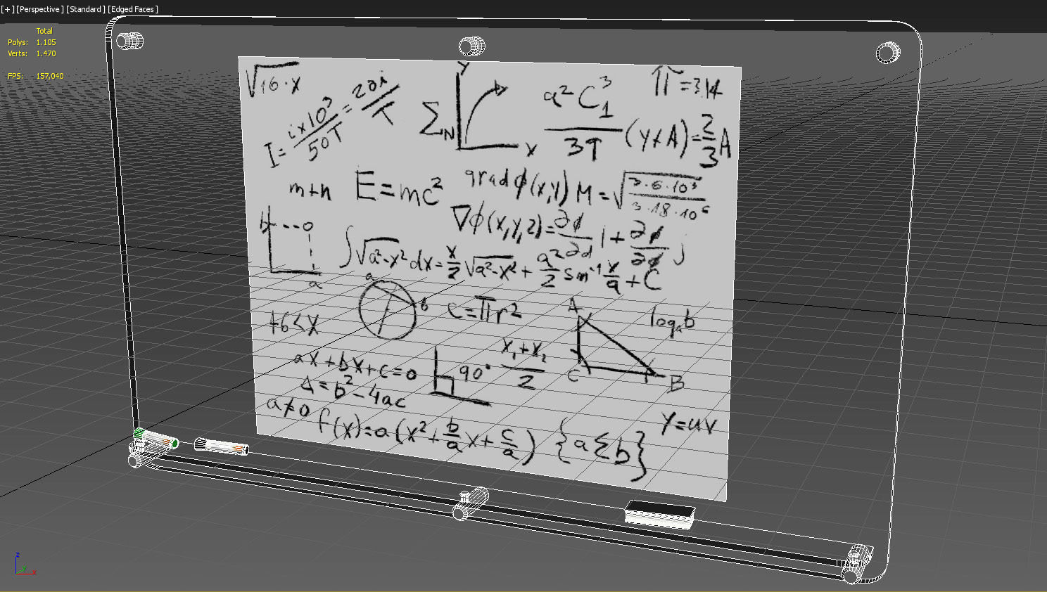 Glass writing board for office 3D model_16