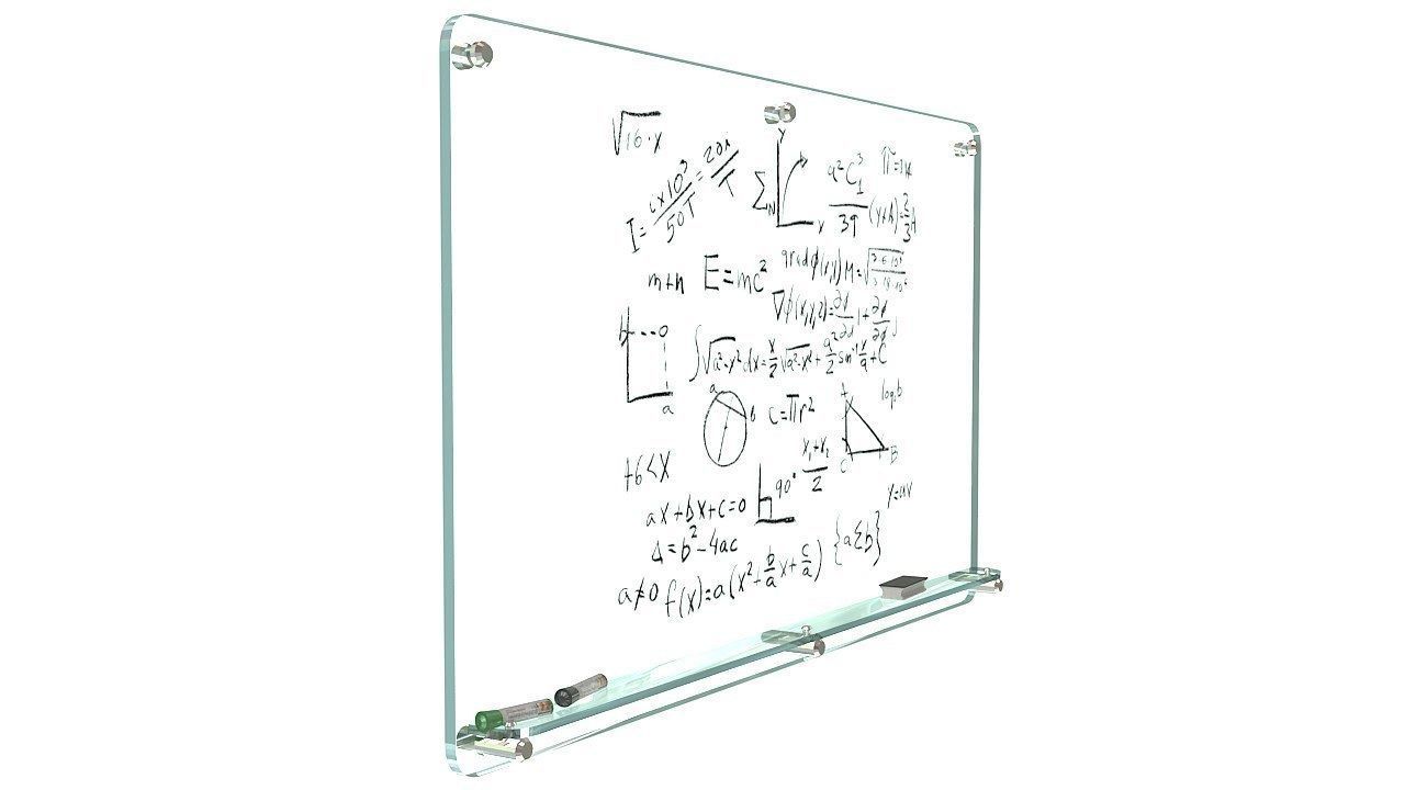 Glass writing board for office 3D model_4