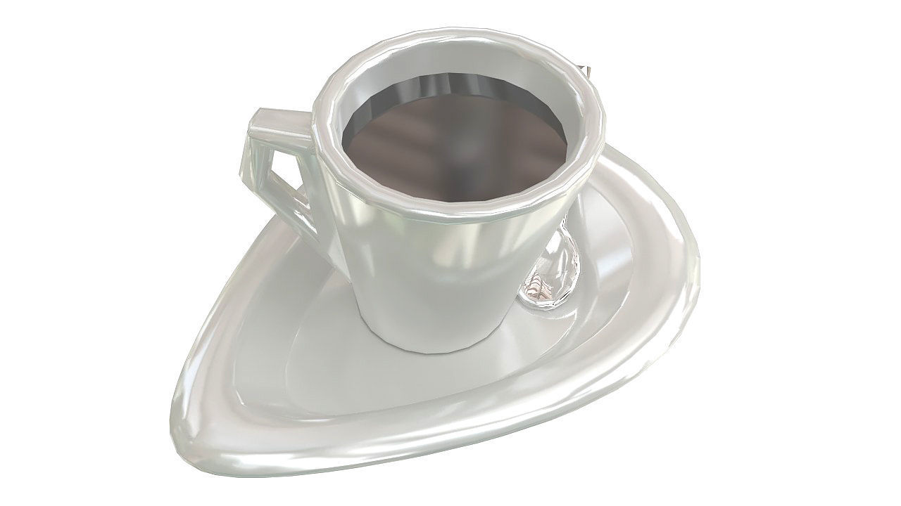 Coffee cup with spoon 3D model_4