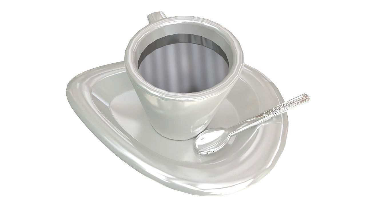 Coffee cup with spoon 3D model_6