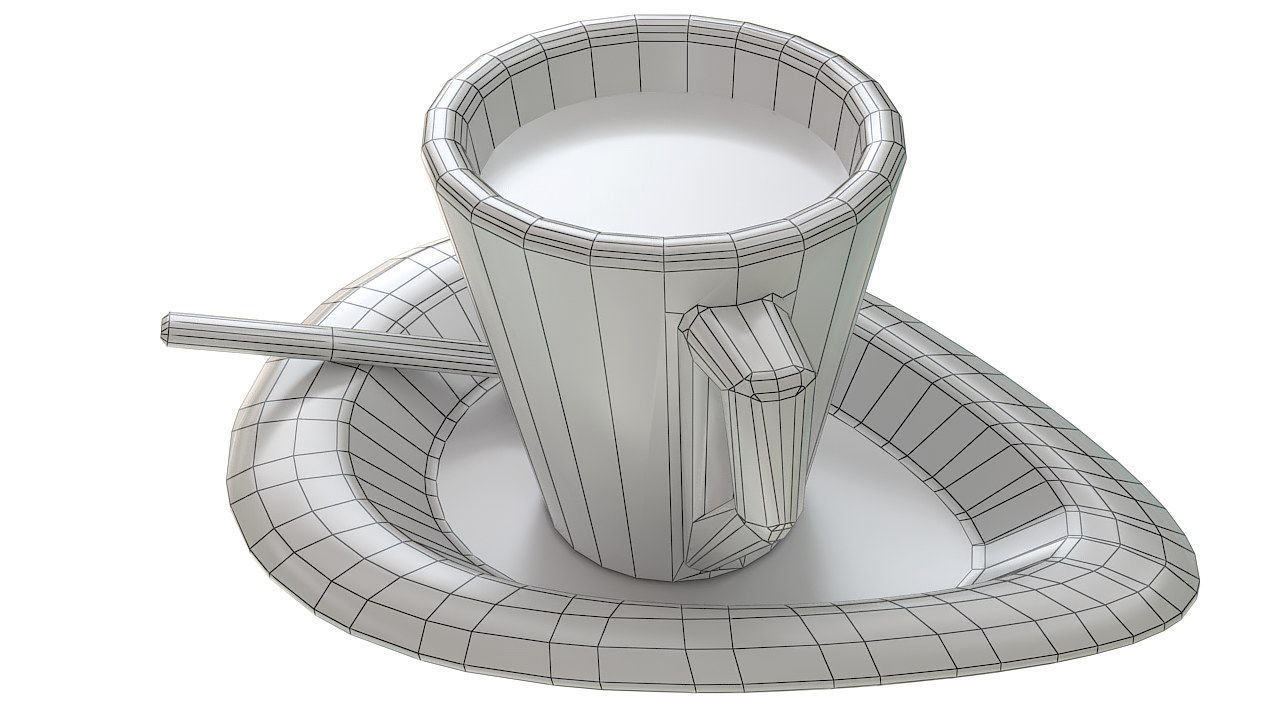 Coffee cup with spoon 3D model_15