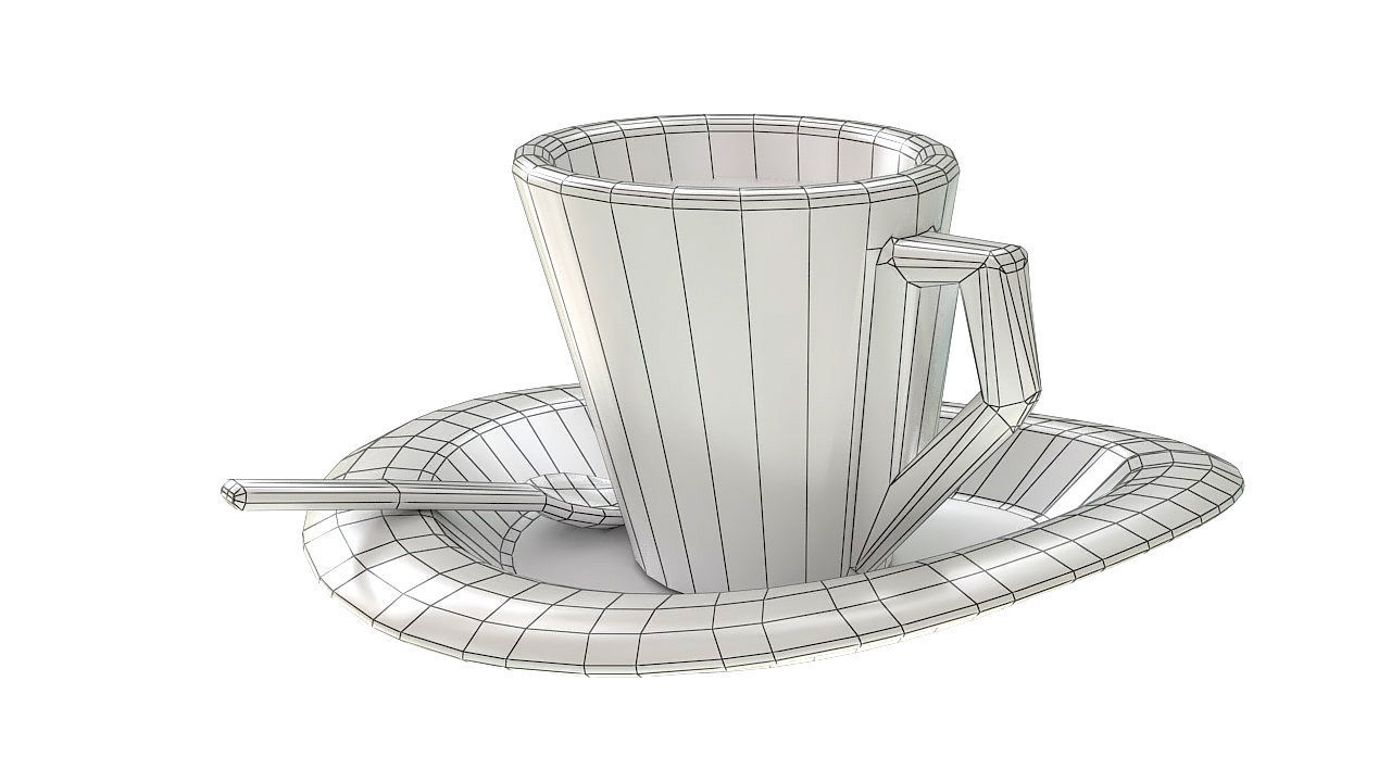 Coffee cup with spoon 3D model_10