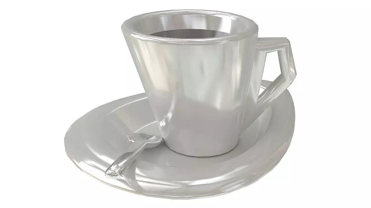 Coffee cup with spoon 3D model_0