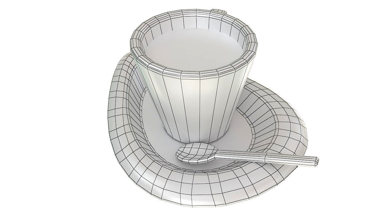 Coffee cup with spoon 3D model_11