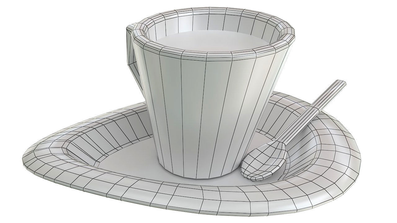 Coffee cup with spoon 3D model_12