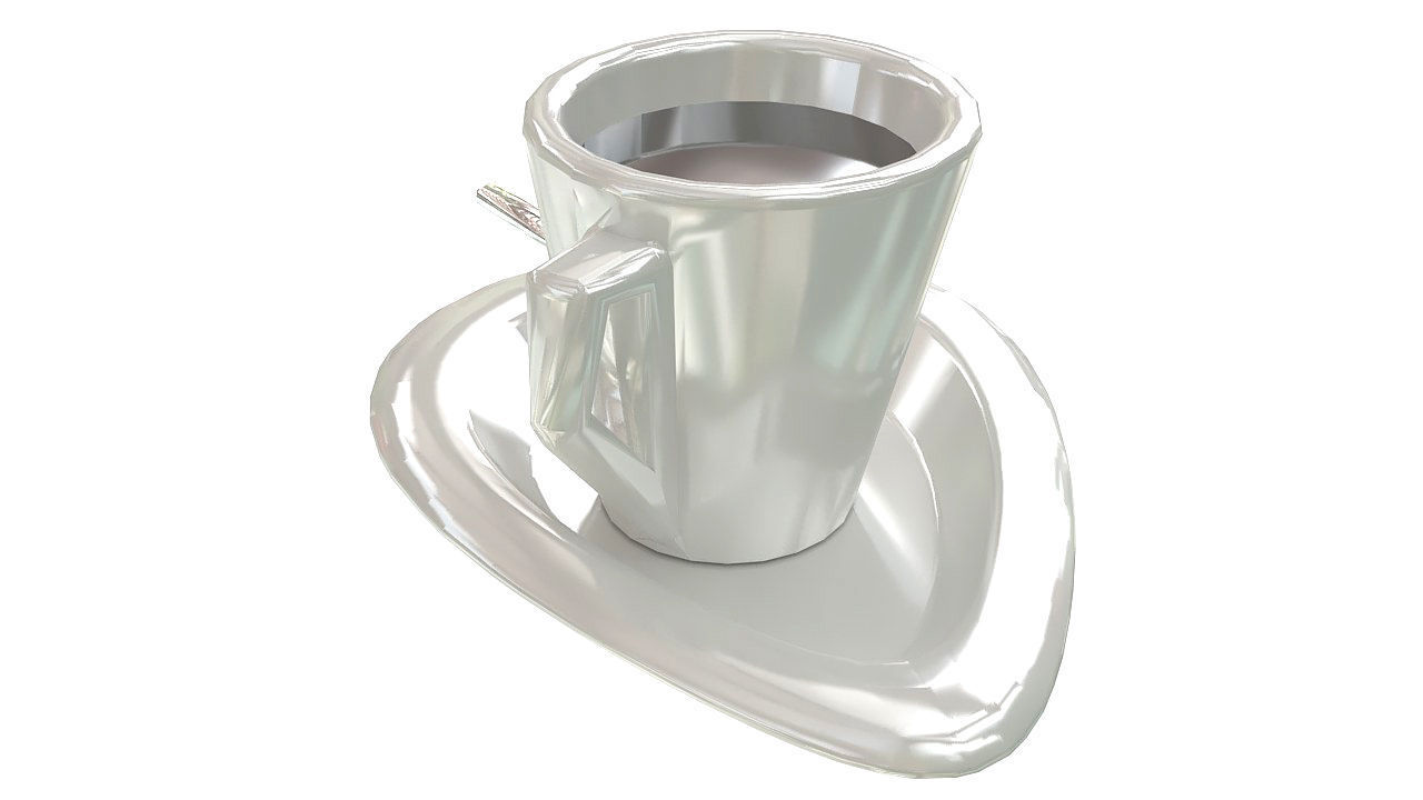 Coffee cup with spoon 3D model_3