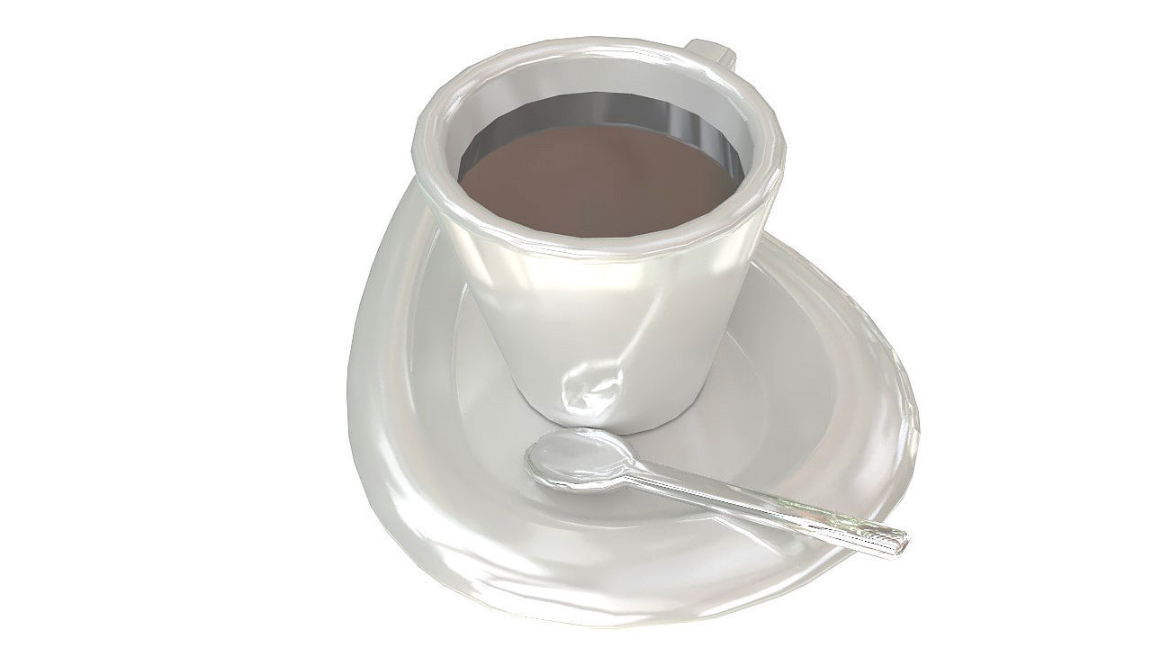 Coffee cup with spoon 3D model_7