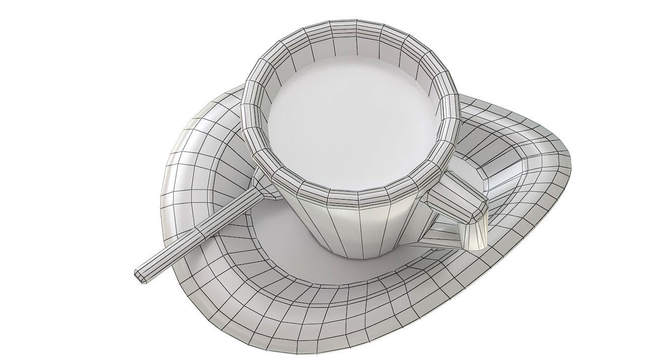 Coffee cup with spoon 3D model_16