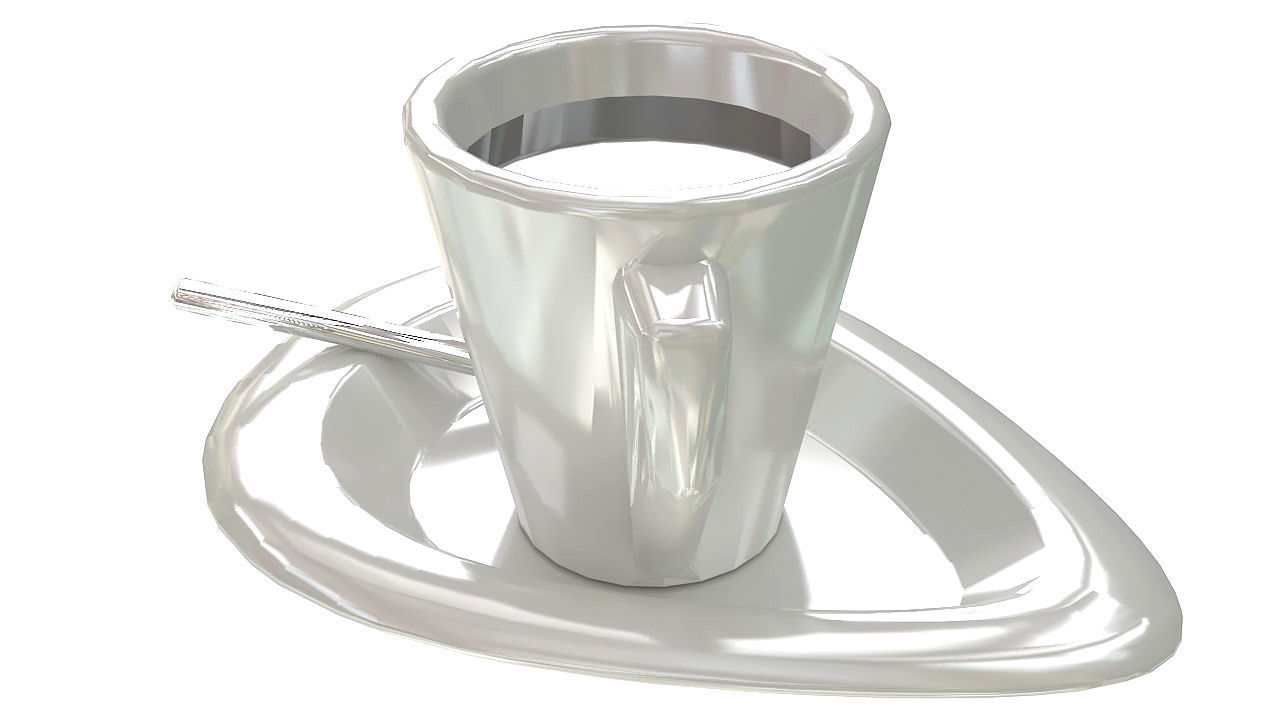 Coffee cup with spoon 3D model_2