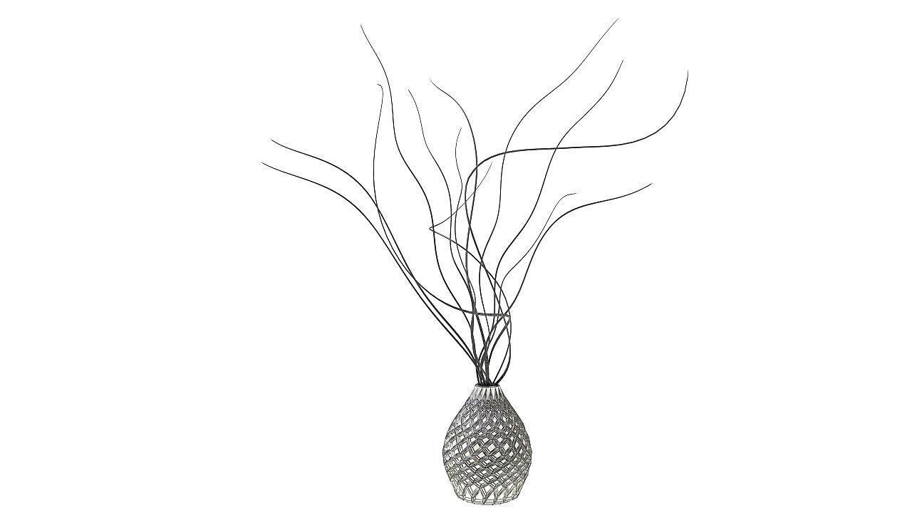 Golden vace with branches 3D model_11