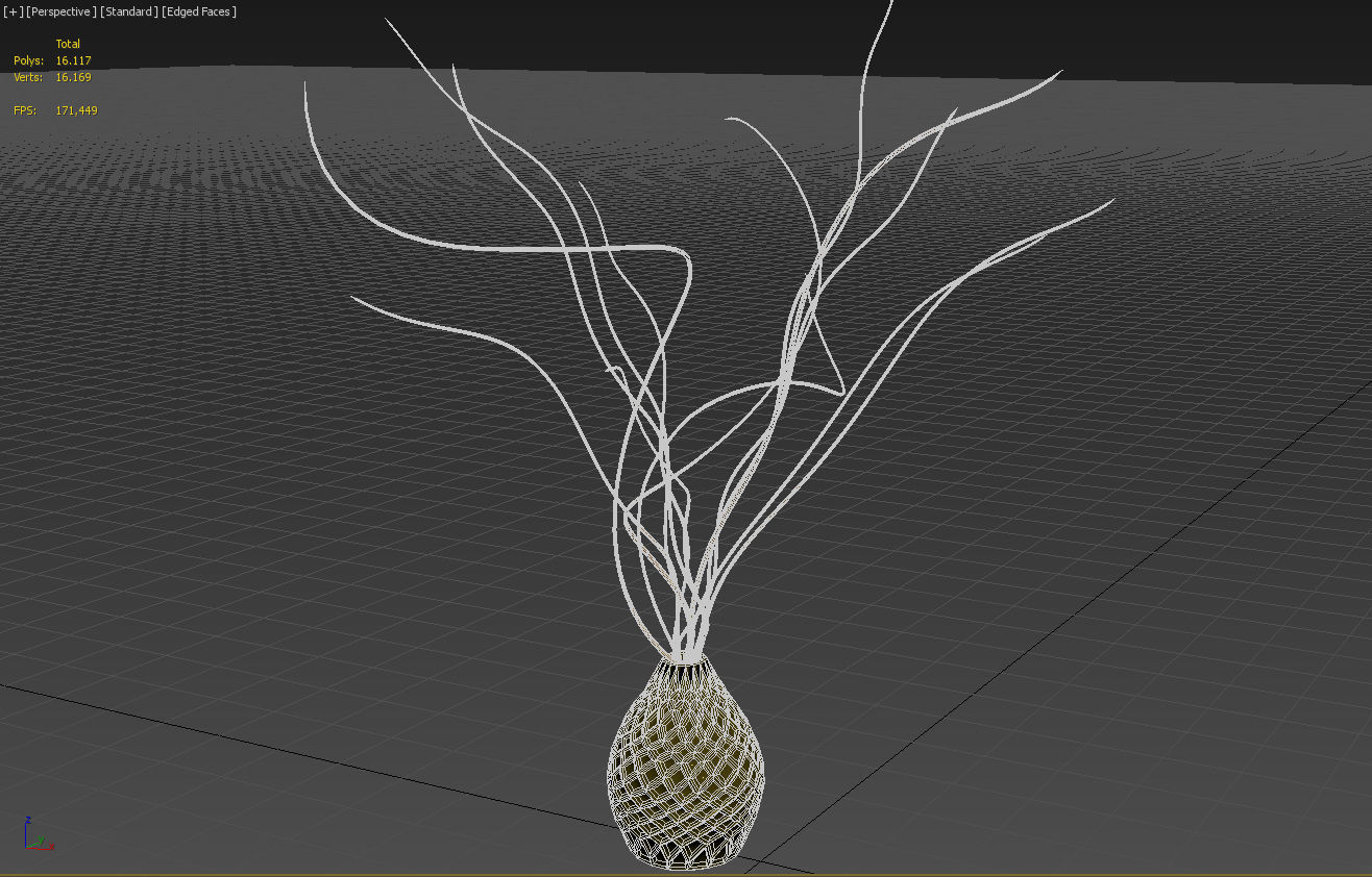 Golden vace with branches 3D model_16
